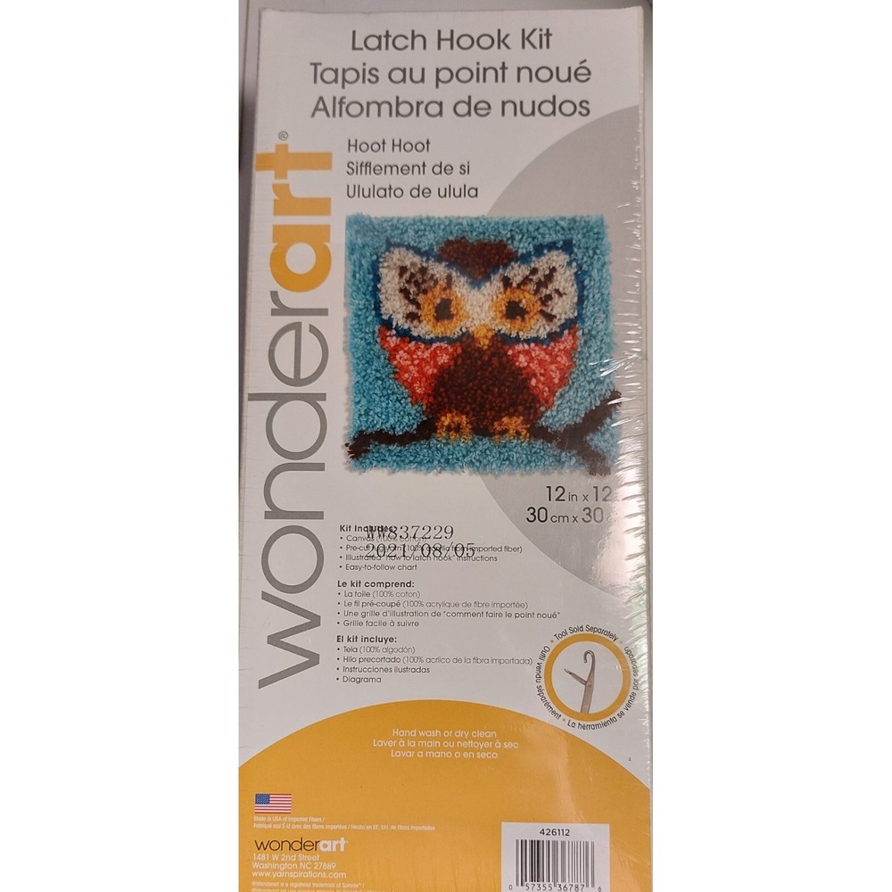 Wonderart Owl 426112 Latch‎ Hook Kit Yarn Rug Craft 12 inch X 12 inch